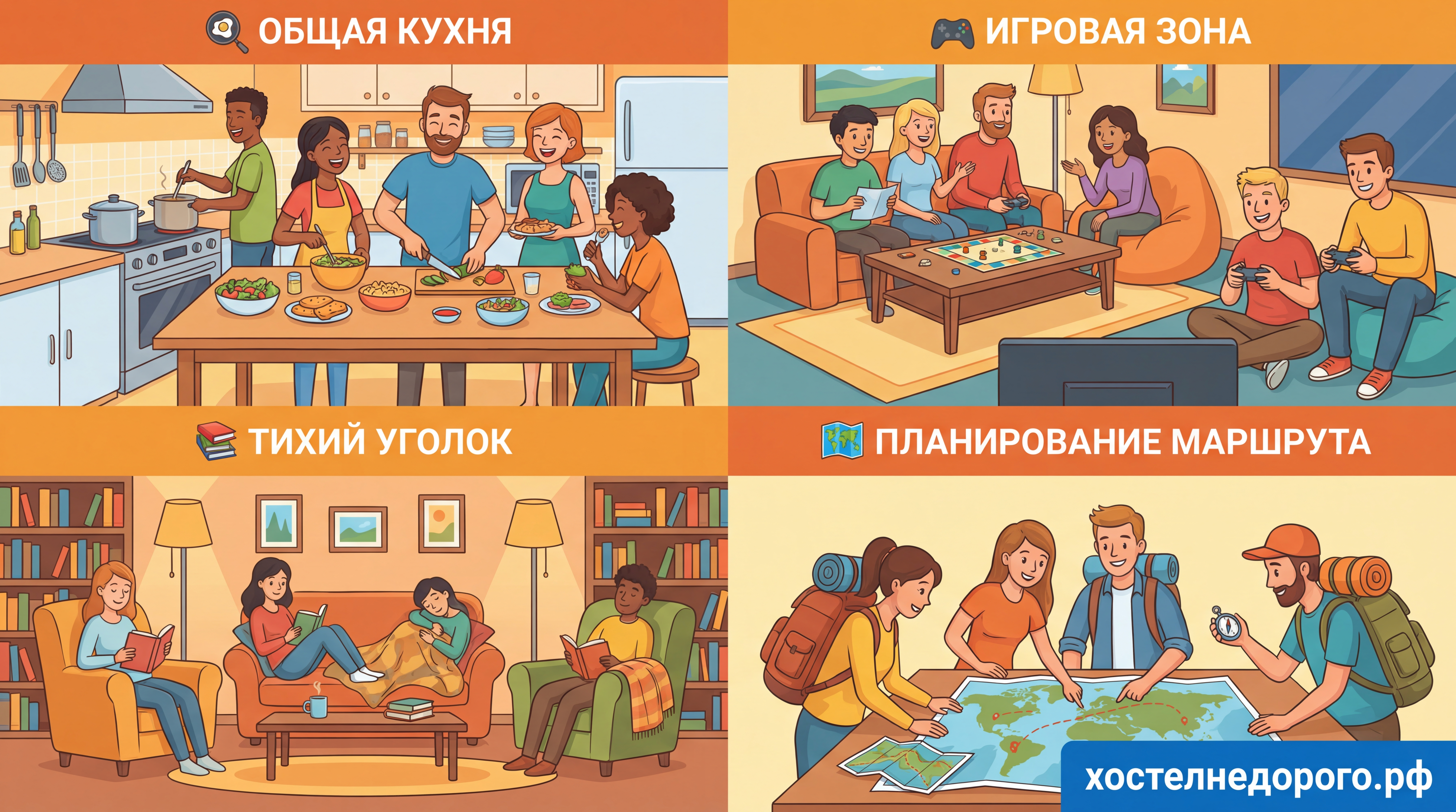 Hostel social life: group dinners, board games, making friends